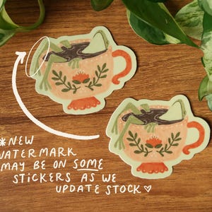Teacup Frog Stickers | Cottagecore Cozy Toads | Durable Waterproof Vinyl image 4