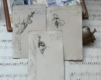 Carte de menu ancienne française éphémère : dessin au trait mythique (kit numérique)