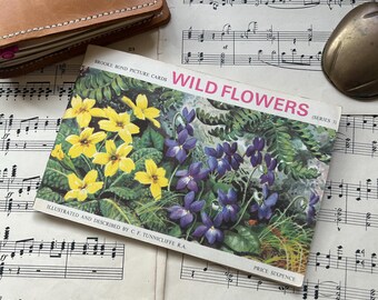 Wildflowers tea cards complete album. Junk journal ephemera. Vintage flower cards
