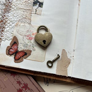 Mini Bronze Heart Padlock: Journal Lock with Key