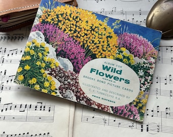 Wildflowers series 2 tea cards complete album. Junk journal ephemera. Vintage flower cards