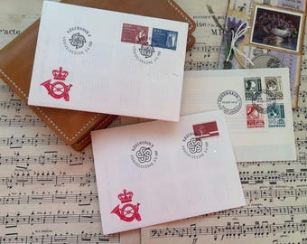 Jeu de plis premier jour, Danemark, enveloppes de timbres vintage, éphémères