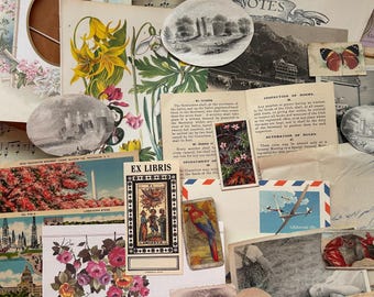 Lot de journaux éphémères vintage pour ordures ménagères. Mélange de papier, de morceaux, d'enveloppes et d'images