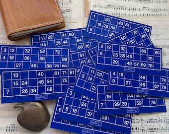 cartes de bingo bleu vintage. Fournitures pour journaux indésirables. Éphémères