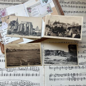 Cartoline d'epoca francesi. Quattro cartoline della Francia. Bianco e nero, d'epoca. Effimere da diario di viaggio. Collezionista di cartoline. Mare.