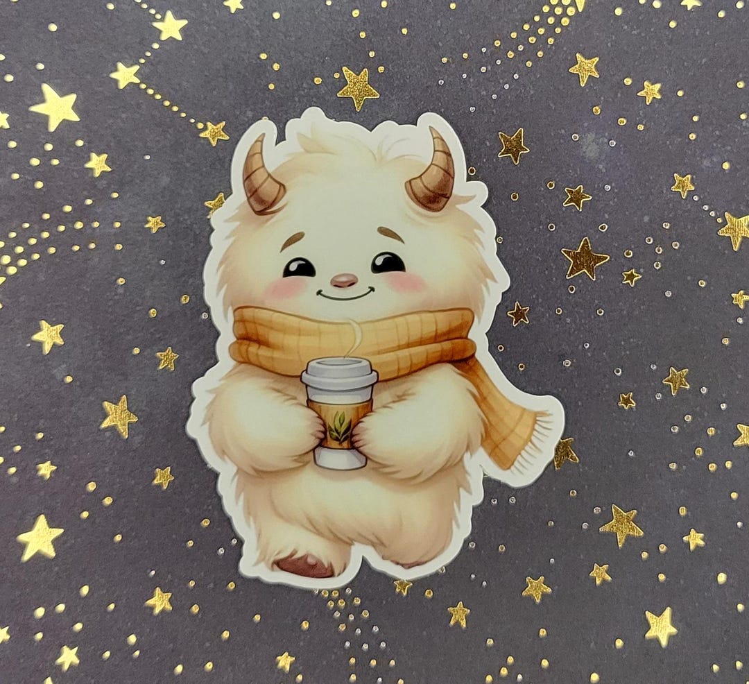 Cozy Fall Yeti Vinyl Sticker - Etsy