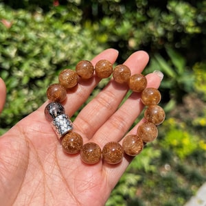 AAAAA+ Rutilated Quartz Bracelet,Golden Rutilated Crystal Bracelet 12mm,Birthstone and Astrology gift,Crystal Bracelet