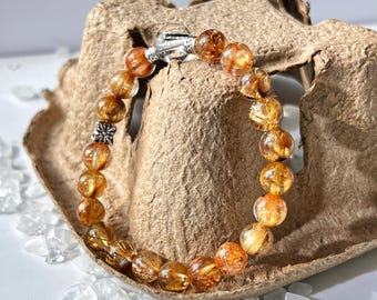 AAAAA+ Rutilated Quartz Bracelet,Crystal Bracelet 7mm,Birthstone and Astrology gift,Crystal Bracelet