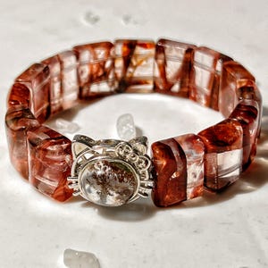 Red Hematoid Quartz,Genuine Natural Hematoid Lepidocrocite Quartz Beaded Bracelet,Women bracelet,Jewelry gifts,High Quality bracelet