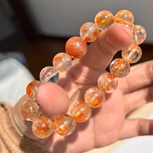 Yellow Hematoid Quartz 11mm Genuine Natural Hematoid Lepidocrocite Quartz Beaded Bracelet,women bracelet,Jewelry gifts,High Quality bracelet