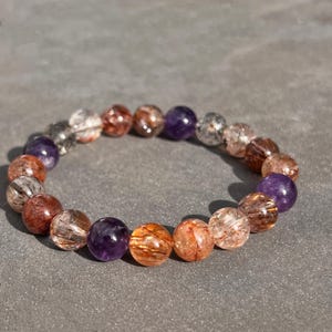Purple Super Seven Bracelet 9mm+,Natural Genuine Purple Super Seven Quartz bracelet,Women Bracelet,Jewelry gifts,Super 7 Quartz Beads