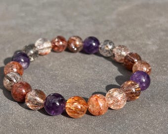 Purple Super Seven Bracelet 9mm+,Natural Genuine Purple Super Seven Quartz bracelet,Women Bracelet,Jewelry gifts,Super 7 Quartz Beads