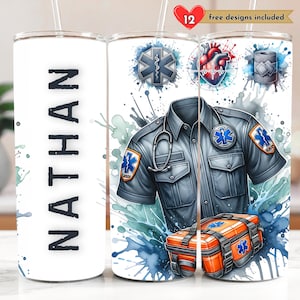 EMT 20 oz Skinny Tumbler Sublimation Design Digital Download PNG Instant DIGITAL, Emergency Medical png, Tumbler Wrap, Custom, Personalized