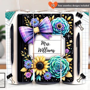 Customizable Composition Teacher Tumbler Wrap, Back to School Teacher Appreciation 20 oz Skinny Tumbler Sublimation Design Digital Download