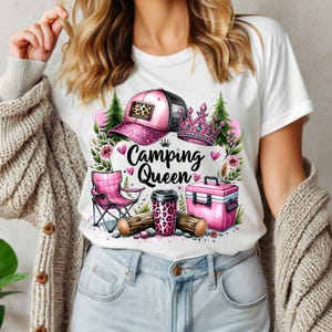 Camping Queen PNG Shirt Sublimation Design Digital Download png Instant DIGITAL ONLY, Trendy Design, Camper Tshirt Design for Shirt for Mug