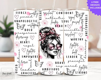 Positive Motivational Affirmation 20 oz Skinny Tumbler Sublimation Design Digital Download PNG Instant DIGITAL ONLY, Inspirational Tumbler