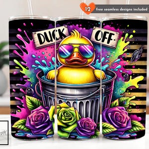 Emballage de verre canard, canard en caoutchouc drôle 20 oz gobelet maigre Design en sublimation téléchargement numérique PNG NUMÉRIQUE instantané, emballage de verre drôle