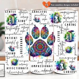 Cat Lover Appreciation Tumbler Wrap Design, Cat Mom 20 oz Skinny Tumbler Sublimation Design Digital Download PNG Instant, Cat Tumbler Wrap