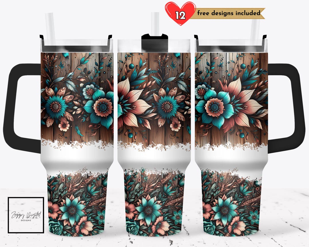 Rustic Floral Western 40 Oz Tumbler Sublimation Design Digital Download ...