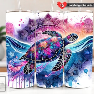 Sea Turtle Ocean Tumbler Wrap, Beach Ocean PNG, 20 oz Skinny Tumbler Sublimation Design Digital Download PNG Instant DIGITAL, Tumbler Wrap