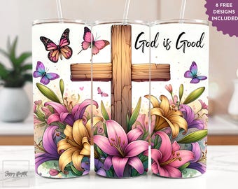God is Good Christian Bible Verse Jesus 20 oz Skinny Tumbler Sublimation Design Digital Download PNG Instant DIGITAL ONLY, Tumbler Wrap
