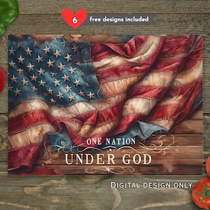 Rustic Patriotic Sublimation Cutting Board Design Download, Americana Cutting Board PNG, Country Kitchen Cutting Board File Digital Download