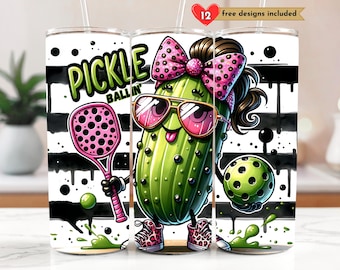 Funny Pickle Ballin 20 oz Skinny Tumbler Pickle Ball Sublimation Design Digital Download PNG Instant DIGITAL ONLY, Pickleball Tumbler Wrap