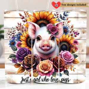 Just A Girl Who Loves Pigs 20 oz Skinny Tumbler Pig Sublimation Design Digital Download PNG Instant DIGITAL ONLY, Funny Pig Tumbler Wrap