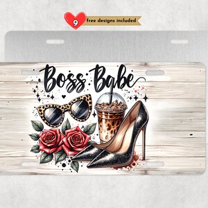 Boss Babe License Plate Sublimation Female Business Owner Design Digital Download PNG Instant DIGITAL ONLY, 12 By 6 Inch Car License Plate