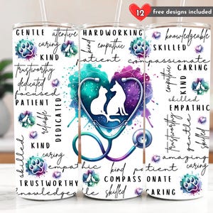Vet Tech Wertschätzung Geschenk 20 Unzen Skinny Tumbler Sublimation Design Digitaler Download PNG Instant NUR DIGITAL, Tierarzt Becher