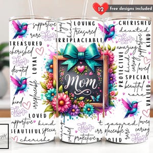 Mom Appreciation 20 oz Skinny Tumbler Positive Affirmations Sublimation Design Digital Download PNG Instant DIGITAL ONLY, Mom Tumbler Wrap