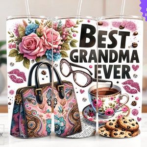 Best Grandma Ever Wrap 20oz Skinny Straight tumbler PNG Instant Download Sublimation Printable Instant Download - Grandma Tumbler PNG