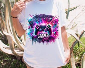 Gamer Girl PNG, Clipart Shirt Gamer Sublimation Design Digital Download Gaming png, Instant DIGITAL, Tshirt png, Graphic Tee Sticker File