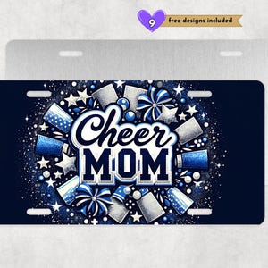 Cheer Mom Navy Silber Nummernschild Sublimationsdesign Digitaler Download PNG Instant DIGITAL NUR 12 x 6 Zoll Autokennzeichen