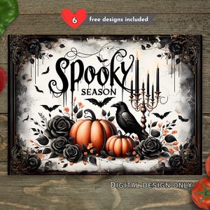 Halloween Spooky Season Sublimation Cutting Board Design Download, Autumn Pumpkin Cutting Board PNG, Cutting Board File Digital Design