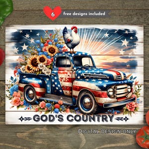 Vintage Truck Cutting Board Design: Patriotic Sublimation PNG (15.4x11.4 in Digital Download)