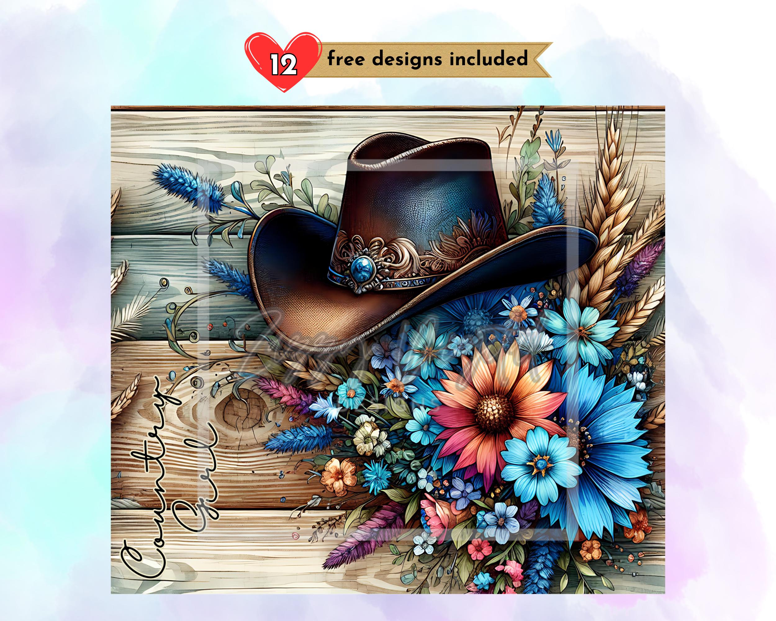 Country Girl Floral 20 Oz Skinny Tumbler Sublimation Design Digital ...