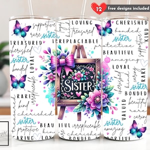 Presente de agradecimento para irmã, copo fino de 20 oz, design de sublimação, download digital, irmã mais velha, PNG instantâneo, SOMENTE DIGITAL, embalagem para copo de irmã