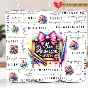Customizable Teacher Appreciation Gift 20 oz Skinny Tumbler Sublimation Design Digital Download PNG Instant DIGITAL, Teacher Tumbler Wrap