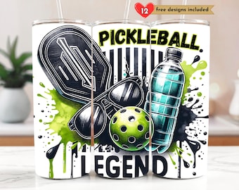 Pickleball Legende 20 Unzen Skinny Tumbler Sublimation Design Digitaler Download PNG Instant NUR DIGITAL, Pickleball Tumbler Wrap