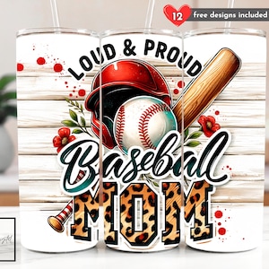 Baseball Mom Tumbler Wrap, 20 oz Skinny Tumbler Leopard Print PNG Sublimation Sports Tumbler Design Digital Download Instant DIGITAL ONLY