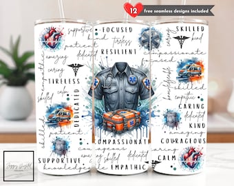 Sanitäter 20 Unzen Skinny Tumbler Sanitäter Sublimation Design digitaler Download PNG Instant, Geschenk für Ersthelfer Notfall medizinische png