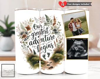 Vaso delgado de 20 oz para futuros padres. Plantillas de diseño de sublimación para futuros padres. Vaso con foto. Archivo PNG. Descarga digital. Diseño de marco.