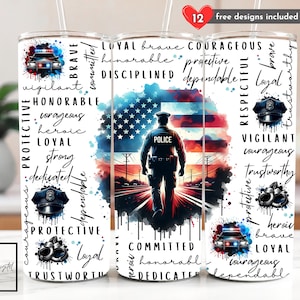 Police Officer Appreciation 20 oz Skinny Tumbler Sublimation Design Digital Download Police PNG Instant DIGITAL ONLY, Policeman Tumbler Wrap