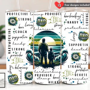 Father Son Best Dad Ever Gift 20 oz Skinny Tumbler Father&#39;s Day Sublimation Design Digital Download PNG Instant DIGITAL, Dad Tumbler Wrap