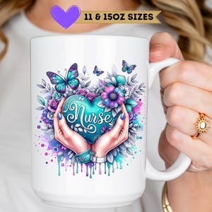Nurse Sublimation Design, 11 and 15oz Mug Design PNG, Nurse Life Digital Download File, CNA png, Full Wrap Design Coffee for Nurse Mug