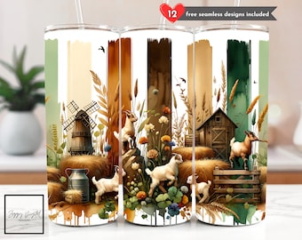 Leuke landelijke geit Tumbler Wrap, boerderijdieren Tumbler Wrap, 20 oz magere Tumbler Country Farm sublimatie ontwerp digitale download geiten, png PNGEgg
