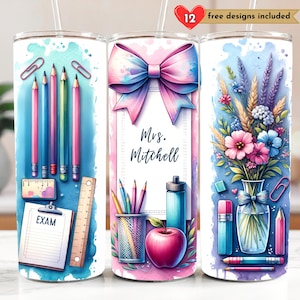 Customizable Teacher Gift 20 oz Skinny Tumbler Sublimation Design Digital Download PNG Instant DIGITAL, Teacher Tumbler Wrap, Personalize