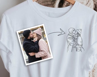 Custom Couple Shirt, Custom Line Art Shirt, Line Art Portraits, Custom Drawing Shirt, Line Art, Personalized Gift, Portrait From Photo
