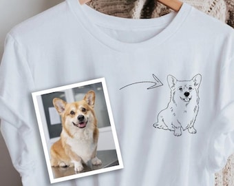 Custom Pet Shirt, Custom Line Art Shirt, Line Art Portraits, Dog Portraits Custom, Line Art, Personalized Gift, Portrait From Photo